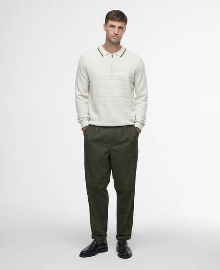 Langarm-Poloshirt Fenhill Knitted Whisper White