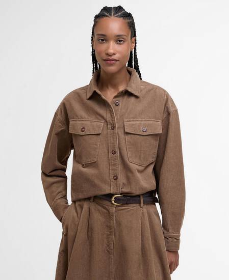 Yasmin Relaxed Cord Shirt Military Brown Yasmin Relaxed Cord Shirt Military Brown