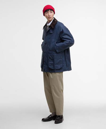 Oversized Beaufort Waxed Jacket Washed Cobalt
