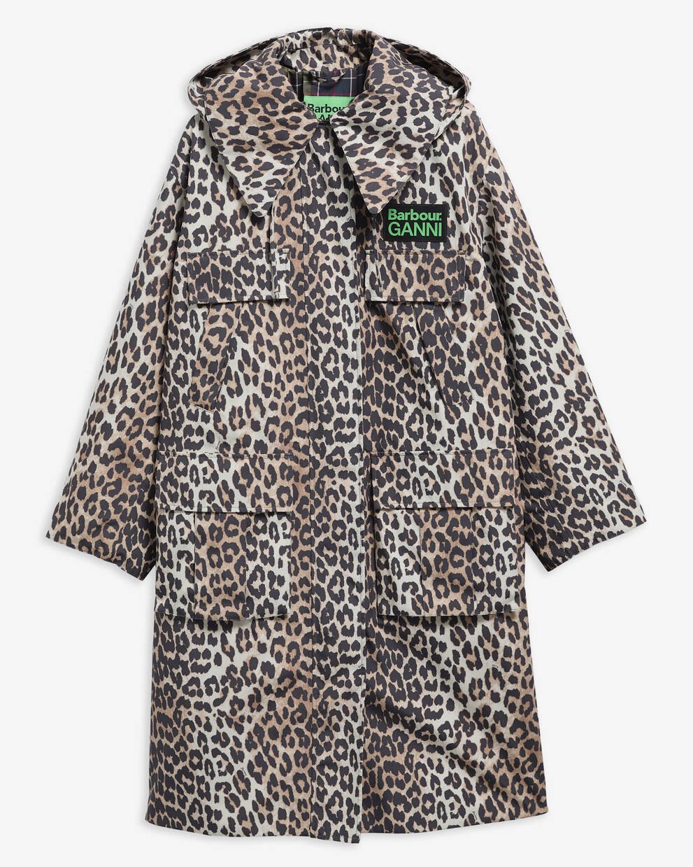 Barbour x GANNI Leopard Print Waterproof Parka Jacket