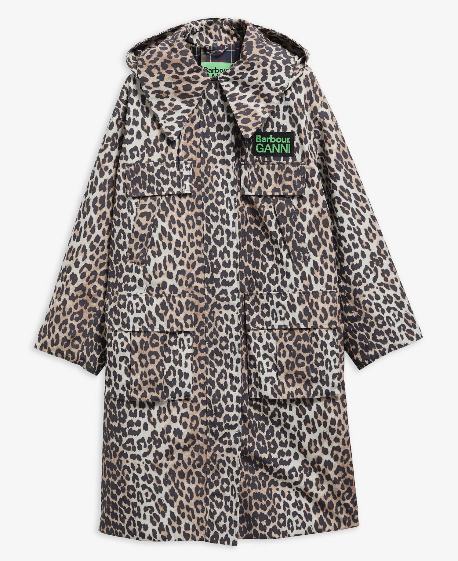 Barbour x GANNI Leopard Print Waterproof Parka Jacket image number 6