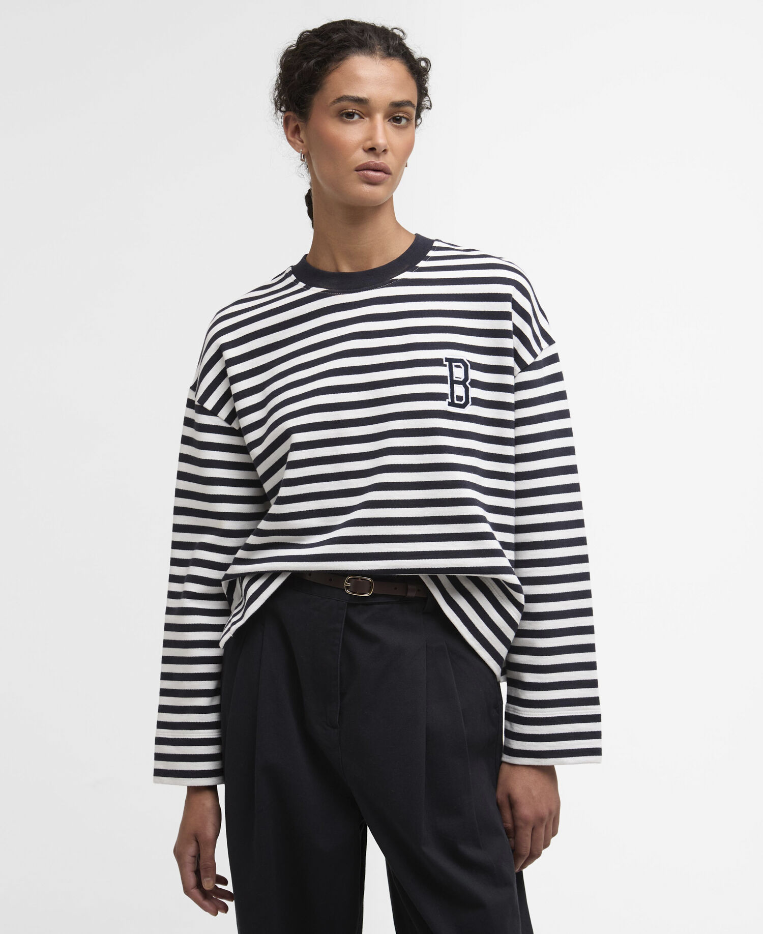 Gabby Striped Sweatshirt Dark Navy Stripe