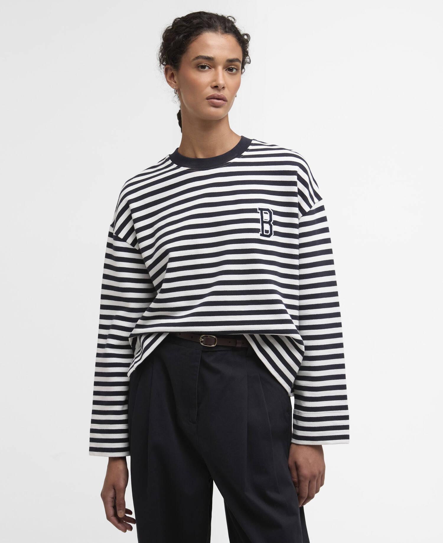 Gabby Striped Sweatshirt Dark Navy Stripe image number 0