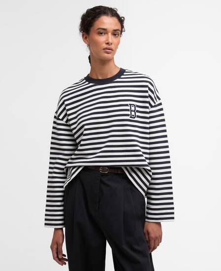 Gabby Striped Sweatshirt Dark Navy Stripe