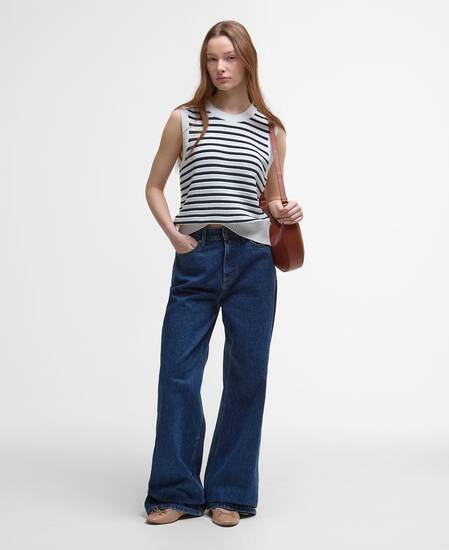 Emberly Striped Sweater Vest Cloud/Navy