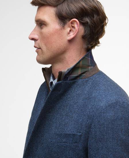Blazer con motivo a spina di pesce Firth Moons Navy Blazer con motivo a spina di pesce Firth Moons Navy