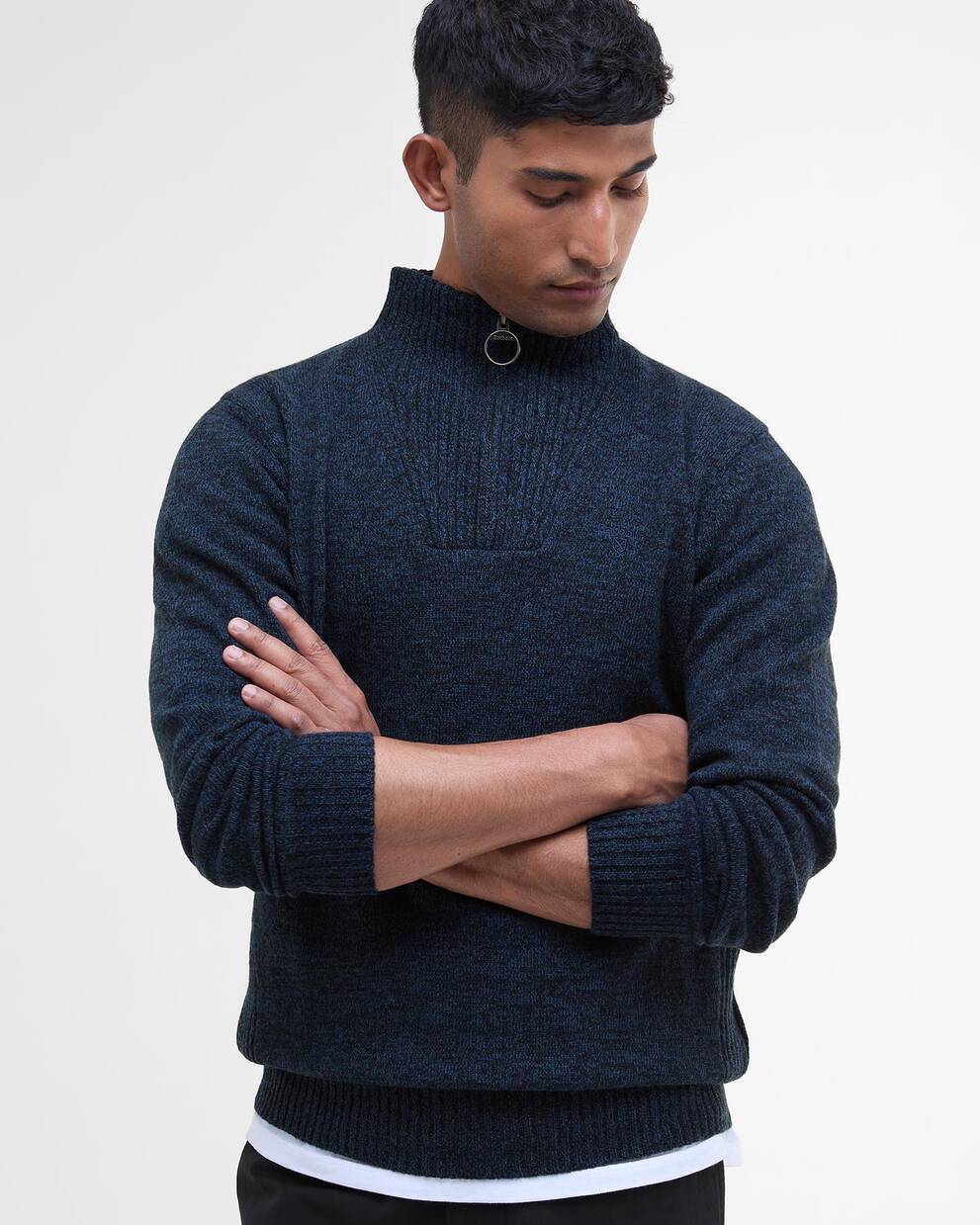 Maglione con mezza zip in lana d'agnello Essential