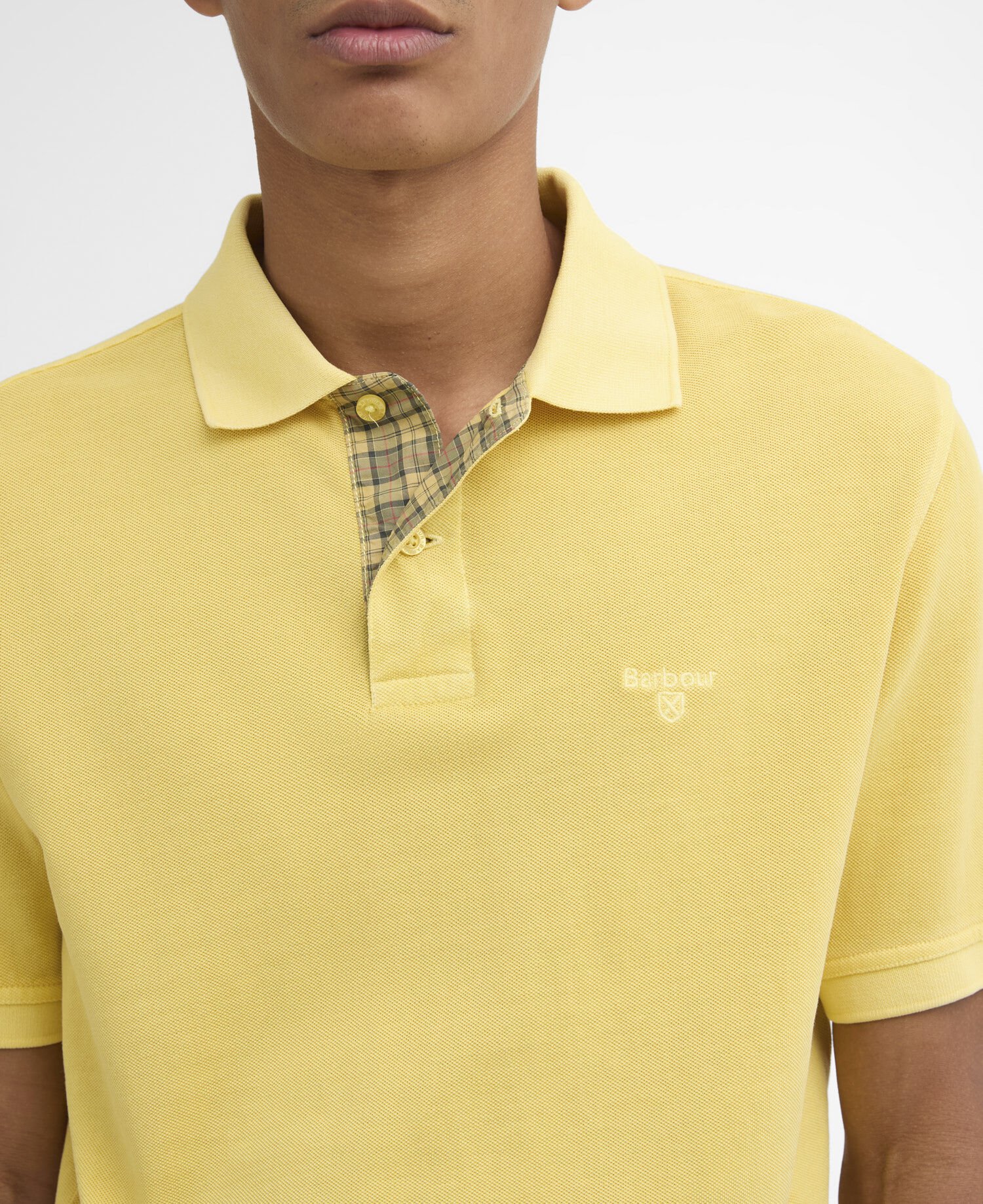 Poloshirt Washed Tartan Tailored Pique Washed Yellow