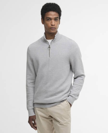 Maglione con zip corta Essential a nido d&rsquo;ape Grey Marl