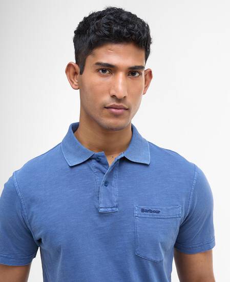 Polo fiammata tinta con pigmenti Dark Denim
