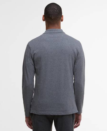 Furness Long-Sleeved Polo Shirt Grey Marl