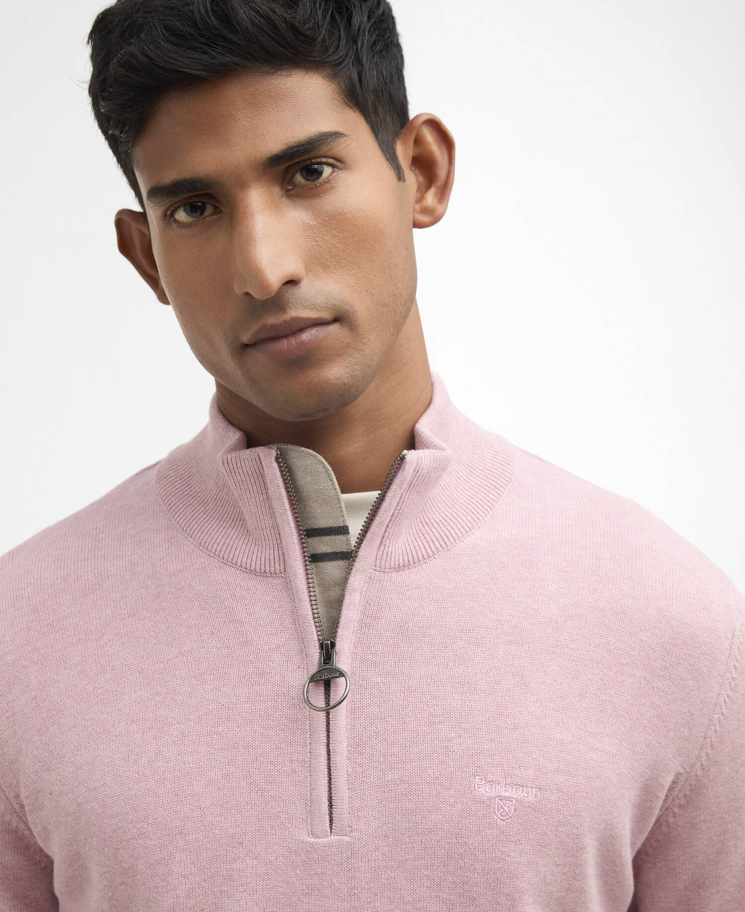 Cotton Quarter-Zip Jumper Pink image number 3