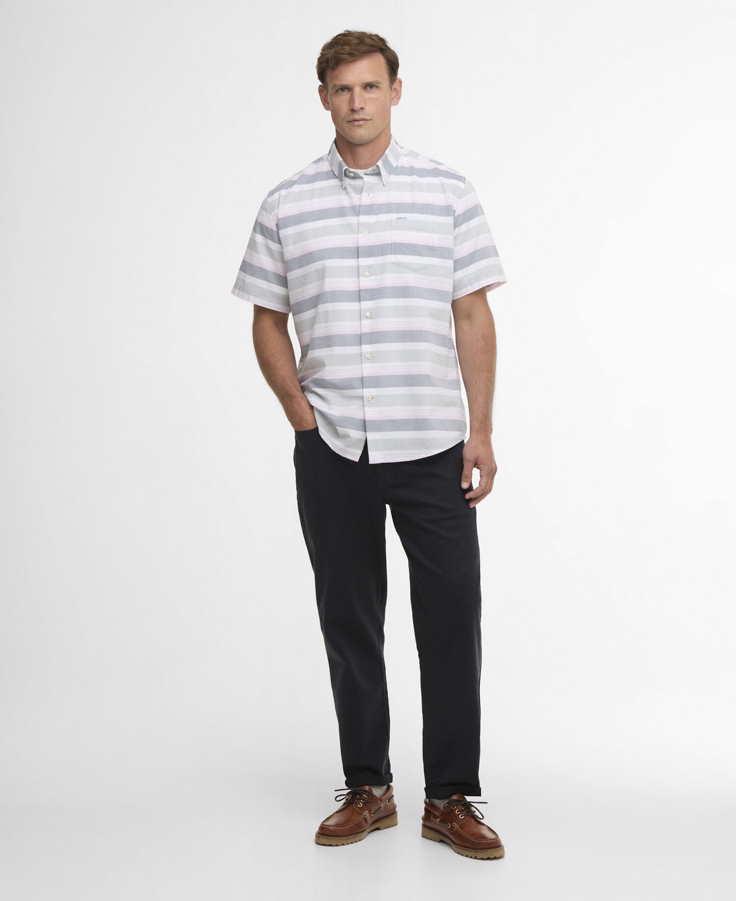 Chathill Striped Regular Short-Sleeved Shirt White