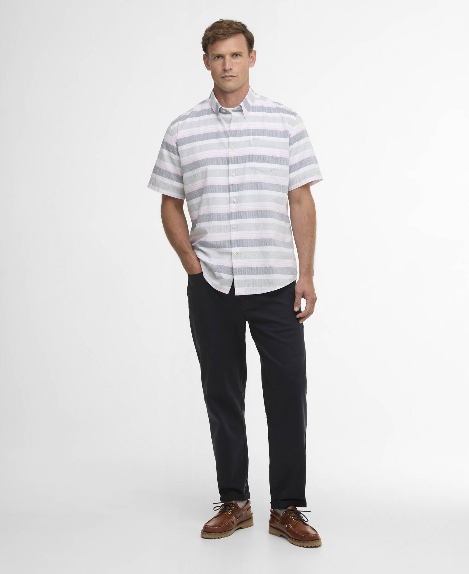 Chathill Striped Regular Short-Sleeved Shirt White image number 1