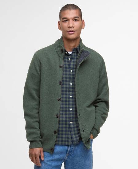Essential Elbow-Patch Cardigan Olive