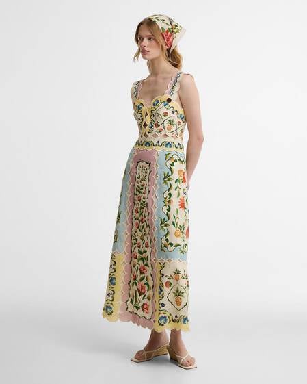 Barbour FARM Rio Petal Midi Dress Cream Spring Petal Flower Print