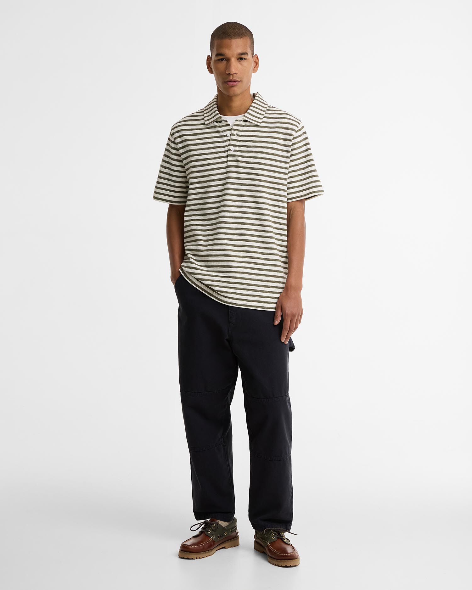 Farlam Striped Tailored Polo Shirt Whisper White