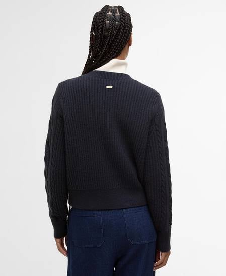 Elina Wool-Cashmere Cable-Knit Cardigan Dark Navy