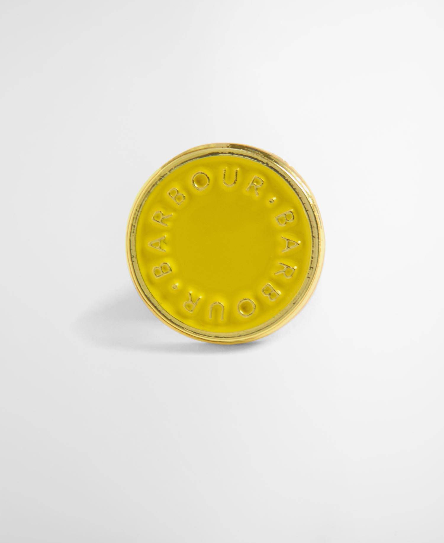 Barbour Yellow Button Pin Badge image number 1