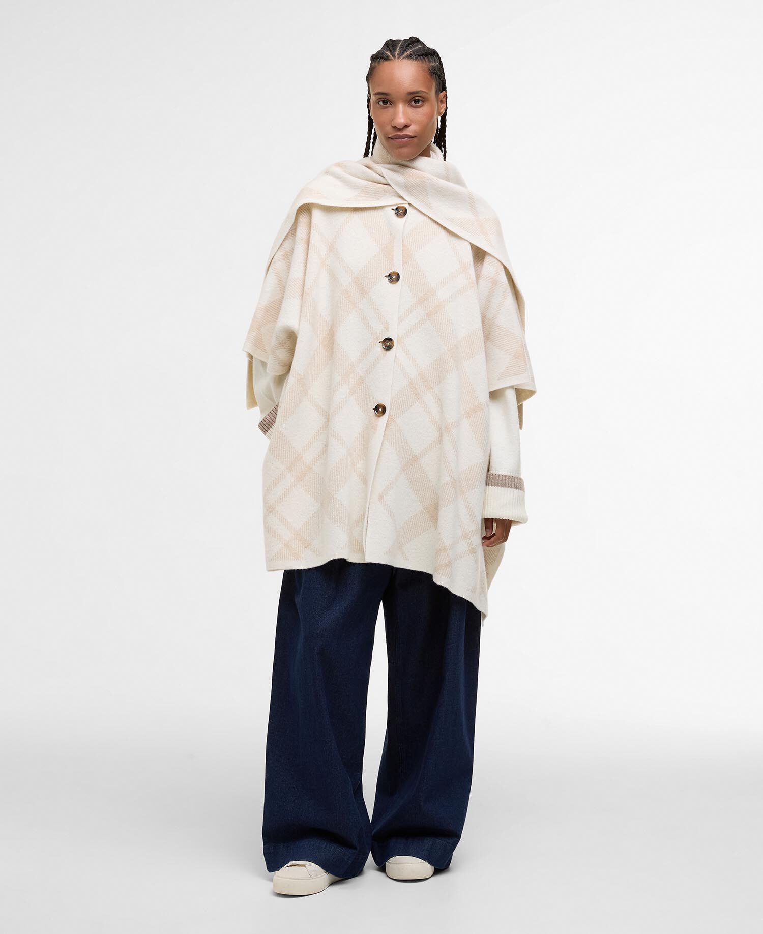 Vienna Tartan Wool-Blend Cape Multi
