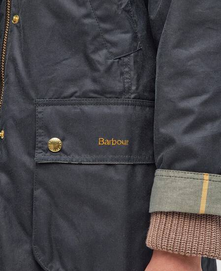 Long Beadnell Waxed Jacket Sage-Ancient