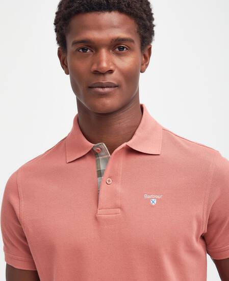 Tartan Pique Polo Shirt Pink Clay