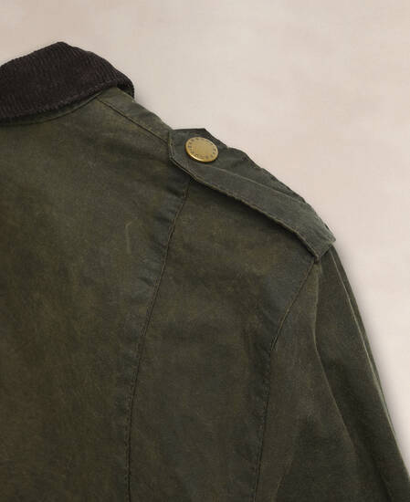 Barbour Re-Loved Defence Waxed Jacket - Size 18 Olive