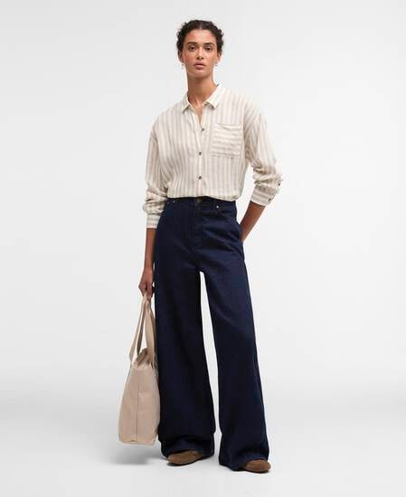 Annie Striped Linen Shirt Light Sand Stripe