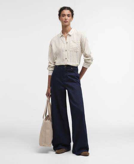 Annie Striped Linen Shirt Light Sand Stripe