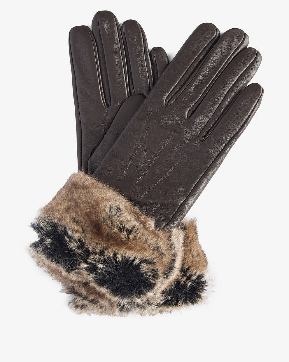 Faux-Fur Trimmed Leather Gloves