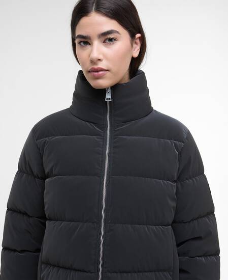 Hudson Faux-Velvet Puffer Jacket Black