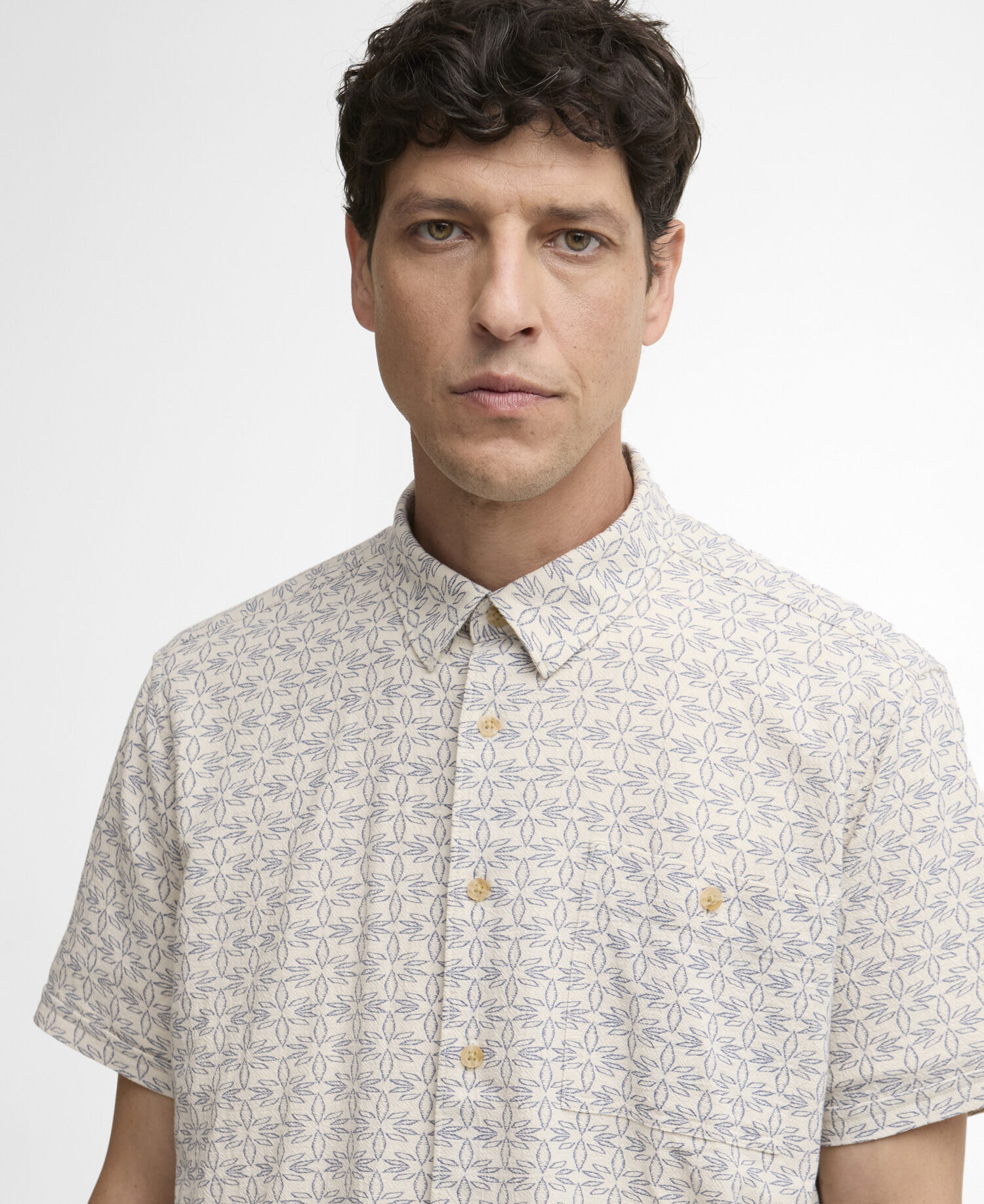Wildfell Printed Short-Sleeved Relaxed Shirt Neutral