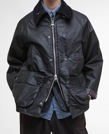 Oversized Bedale Waxed Jacket Classic Black
