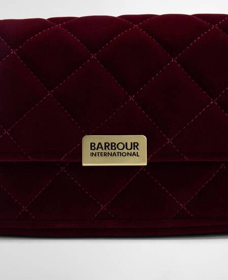 Mini borsa a tracolla trapuntata Soho Velvet Burgundy