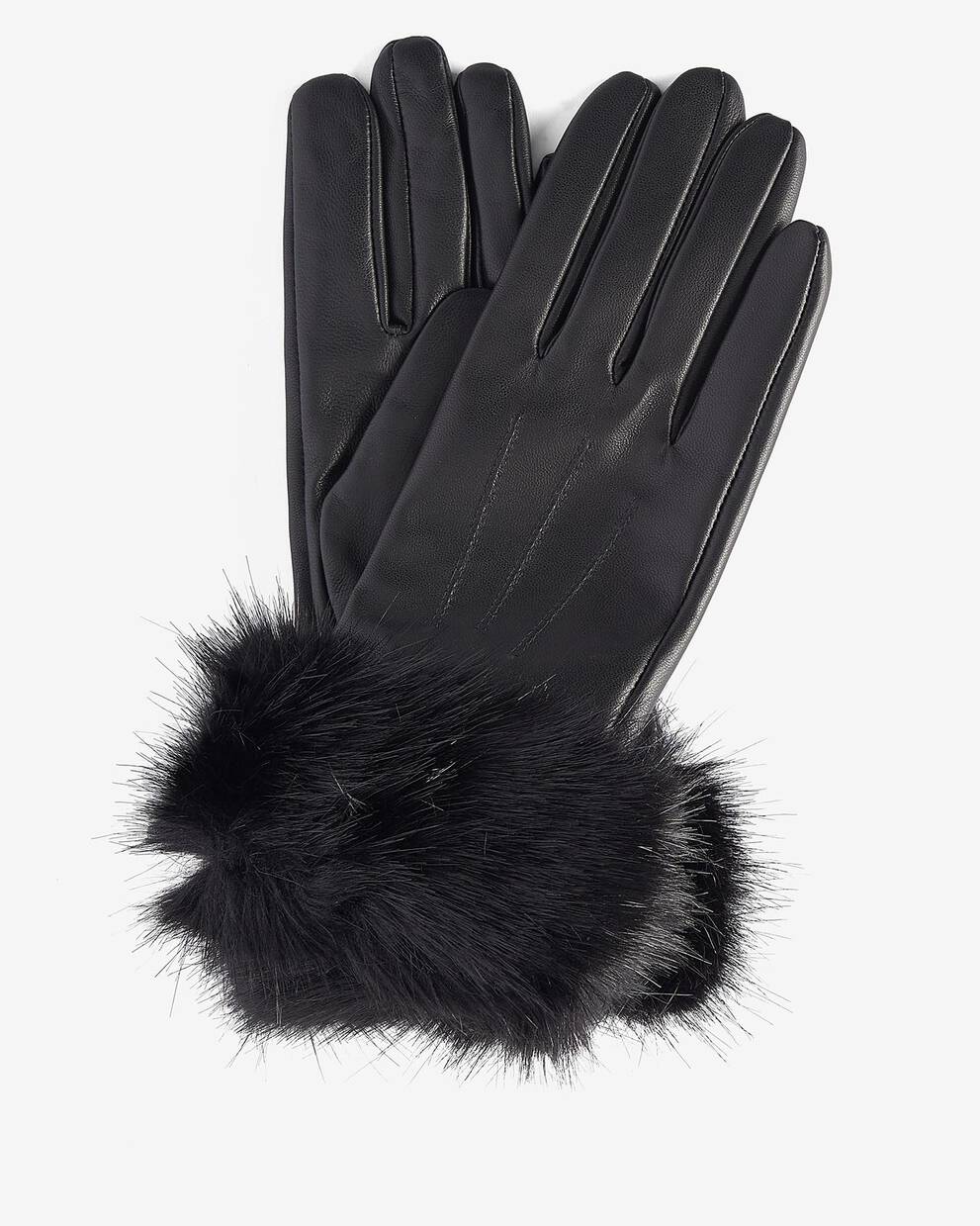 Faux-Fur Trimmed Leather Gloves