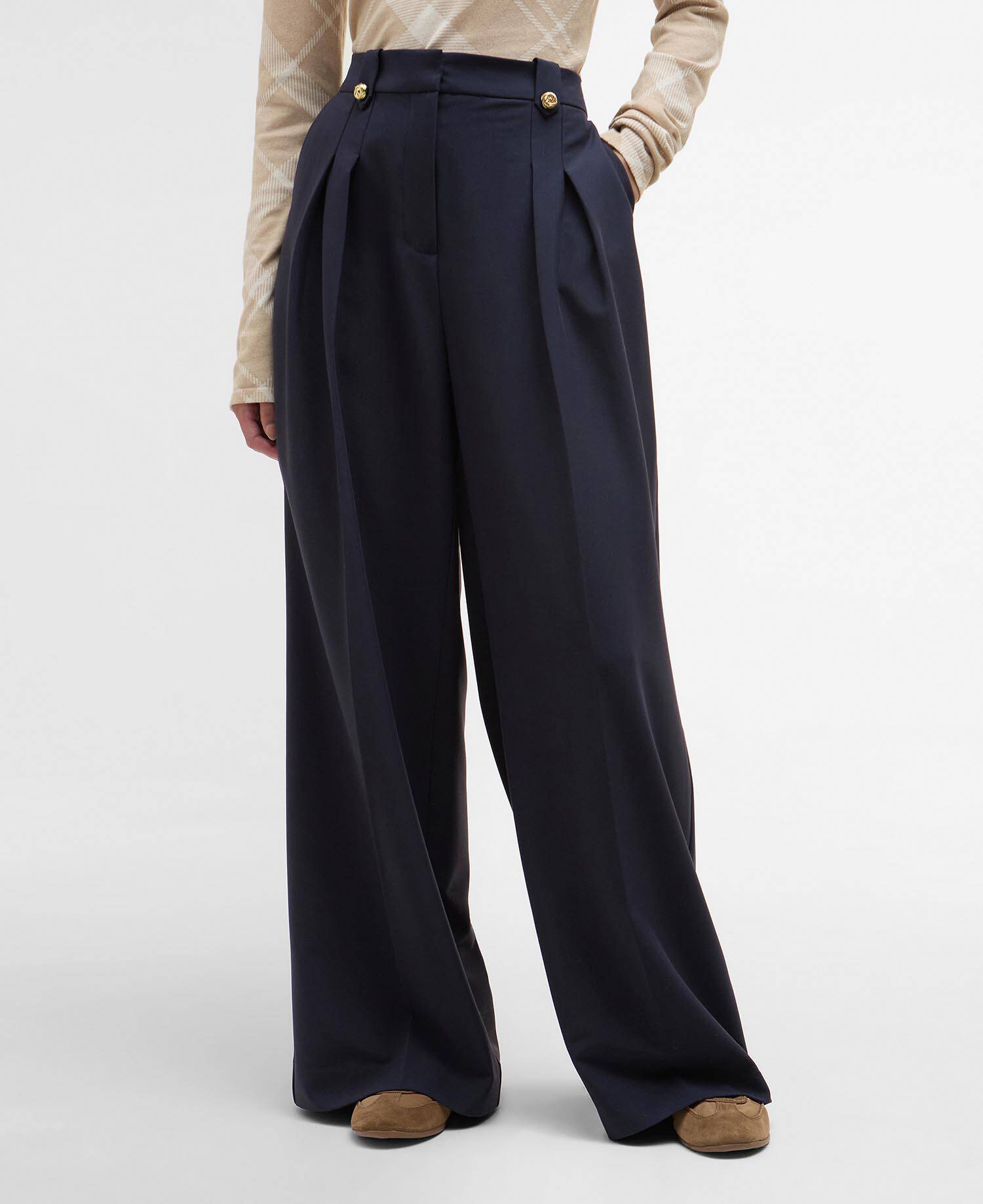 Avery Wide Leg Trousers Dark Navy image number 1