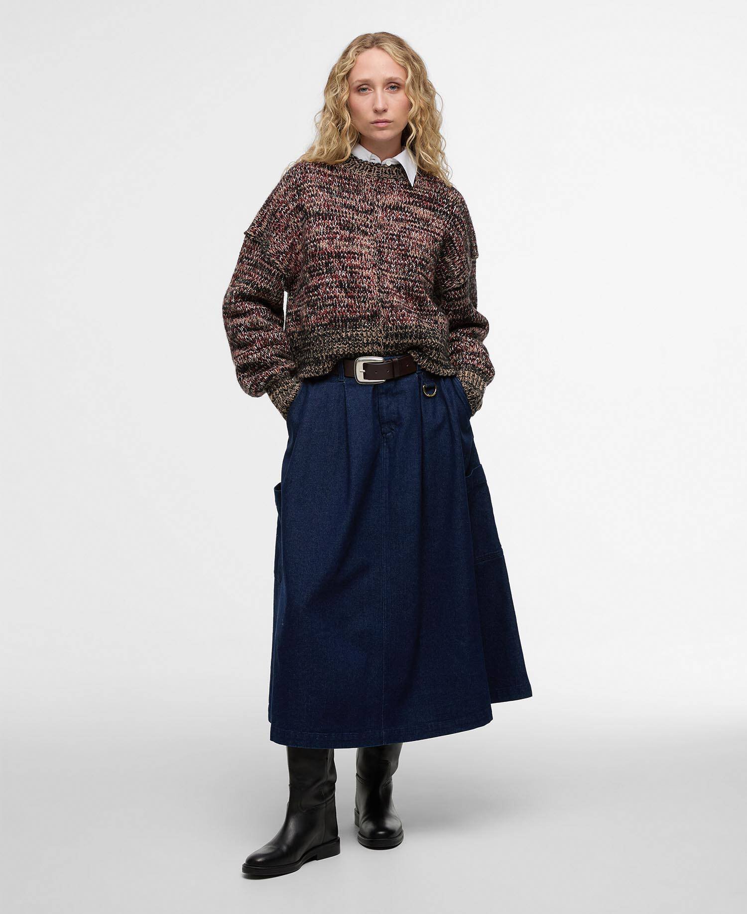 Saima Denim Midi Skirt Rinse Wash image number 0