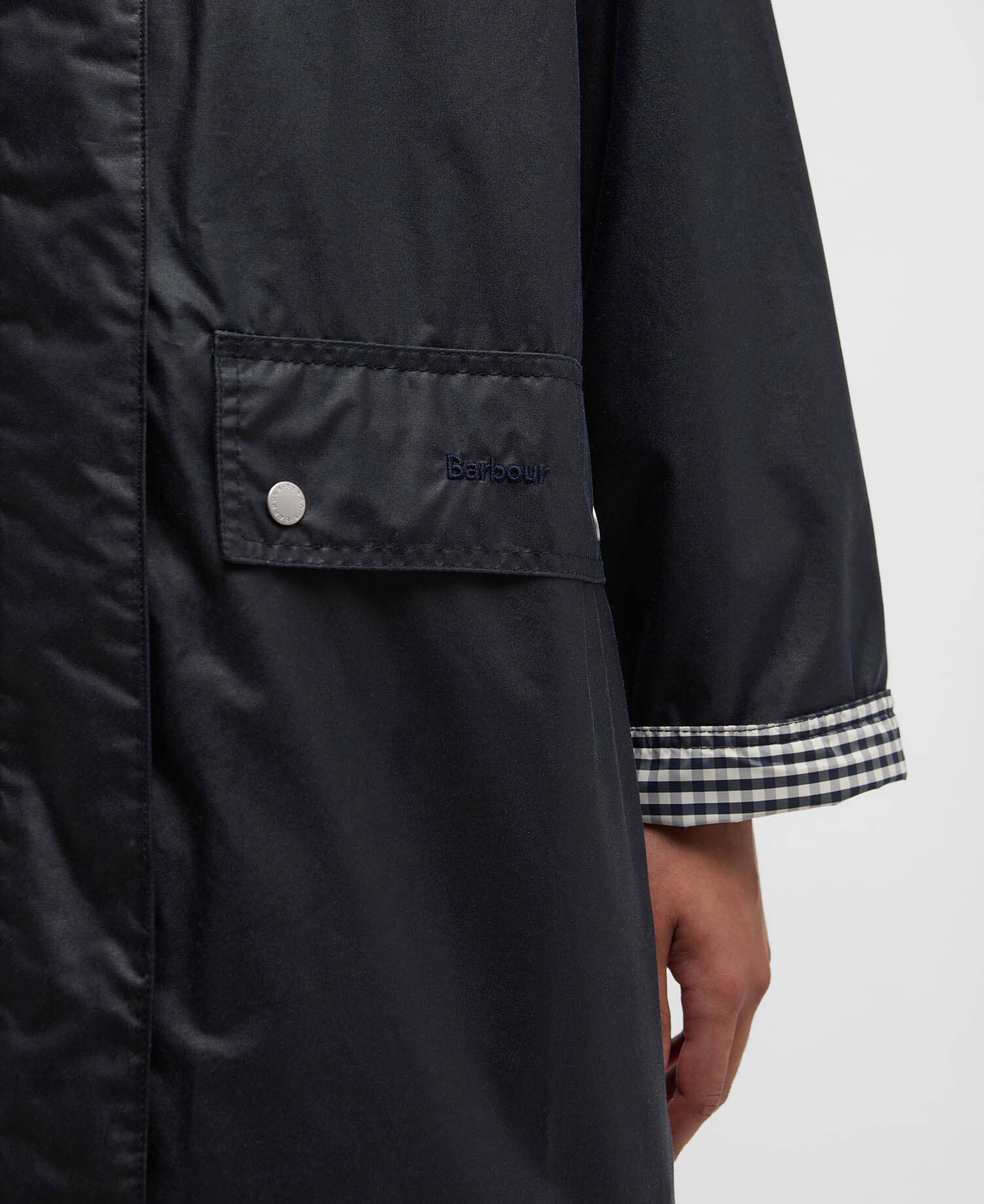 Wren Waxed Jacket Royal Navy/Navy Gingham Check image number 4