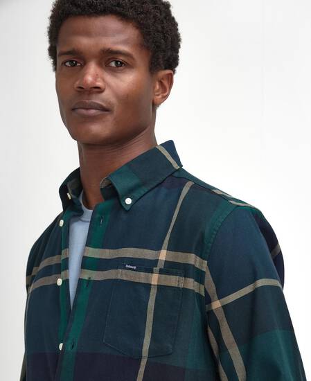Dunoon Tailored Long-Sleeved Shirt Green Loch