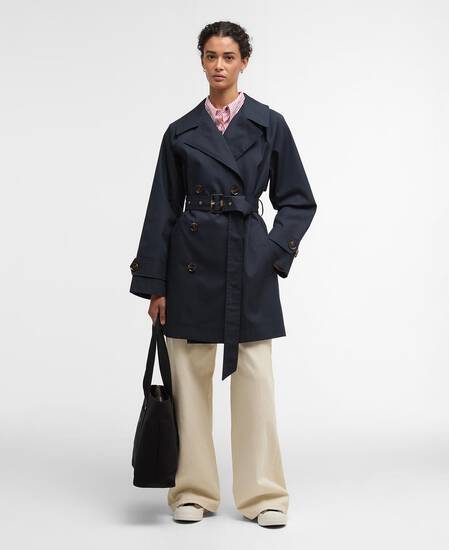 Adare Showerproof Trench Coat Dark Navy/Dress Navy Tartan