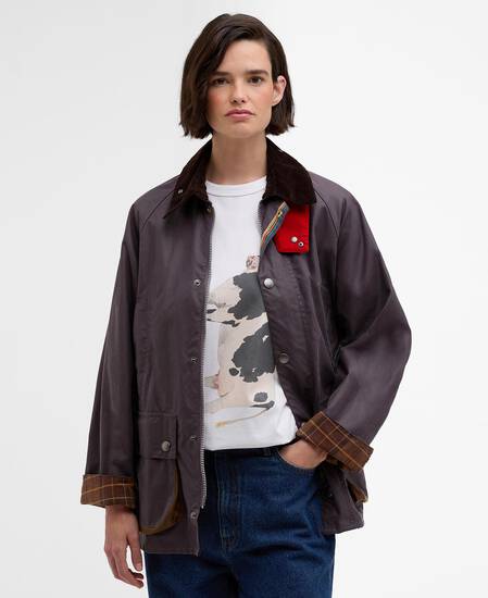 Paul Smith loves Barbour Oversized Bedale Waxed Jacket Grey Lilac