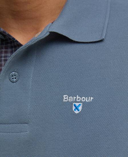 Tartan Pique Polo Shirt Blue Stone