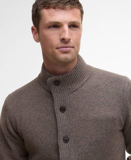 Essential Elbow-Patch Cardigan Dark Stone