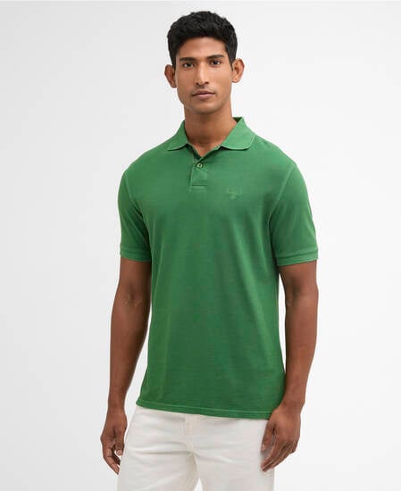Washed Tartan Tailored Pique Polo Washed Green