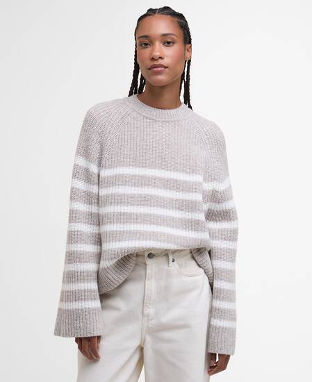 Irene Striped Crew Neck Jumper Oat Stripe