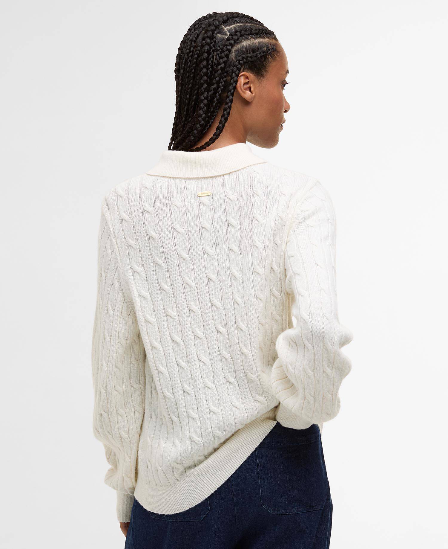 Evie Collared Cable-Knit Jumper Cloud image number 2