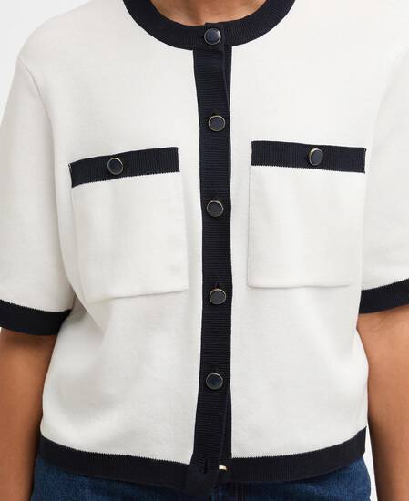 Cardigan Sloane a maniche corte Cloud/Navy