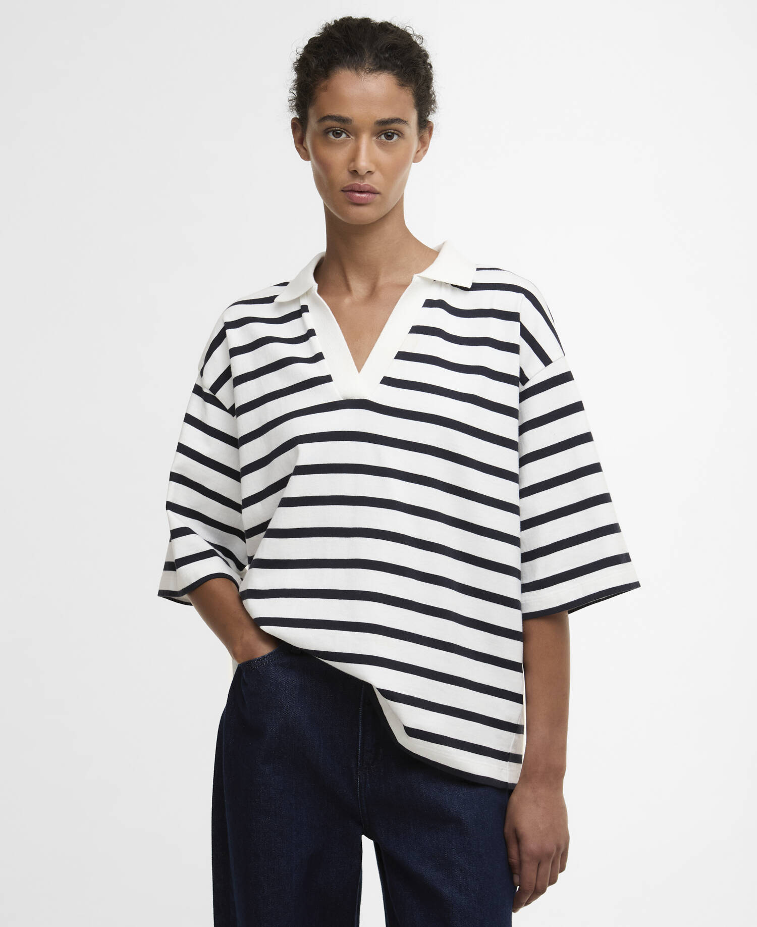Inez Striped T-Shirts Cloud / Dark Navy Stripe image number 0