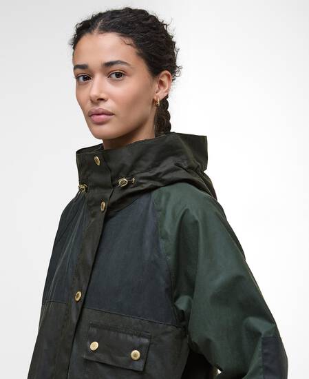 Keeley Waxed Jacket Fern/Sage/Duffle Bag/Ancient Tartan