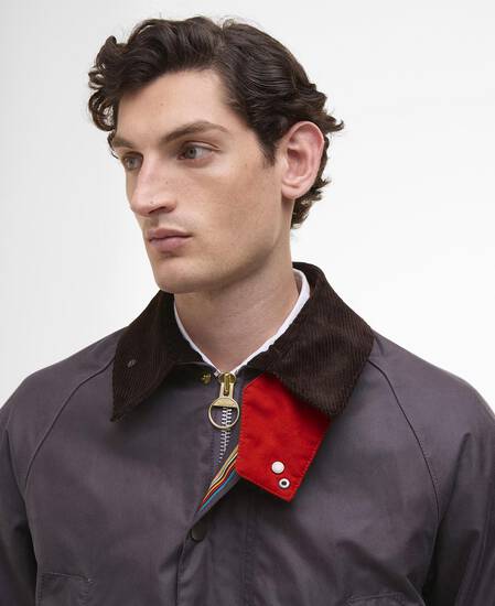 Paul Smith loves Barbour Oversized Bedale Waxed Jacket Grey Lilac